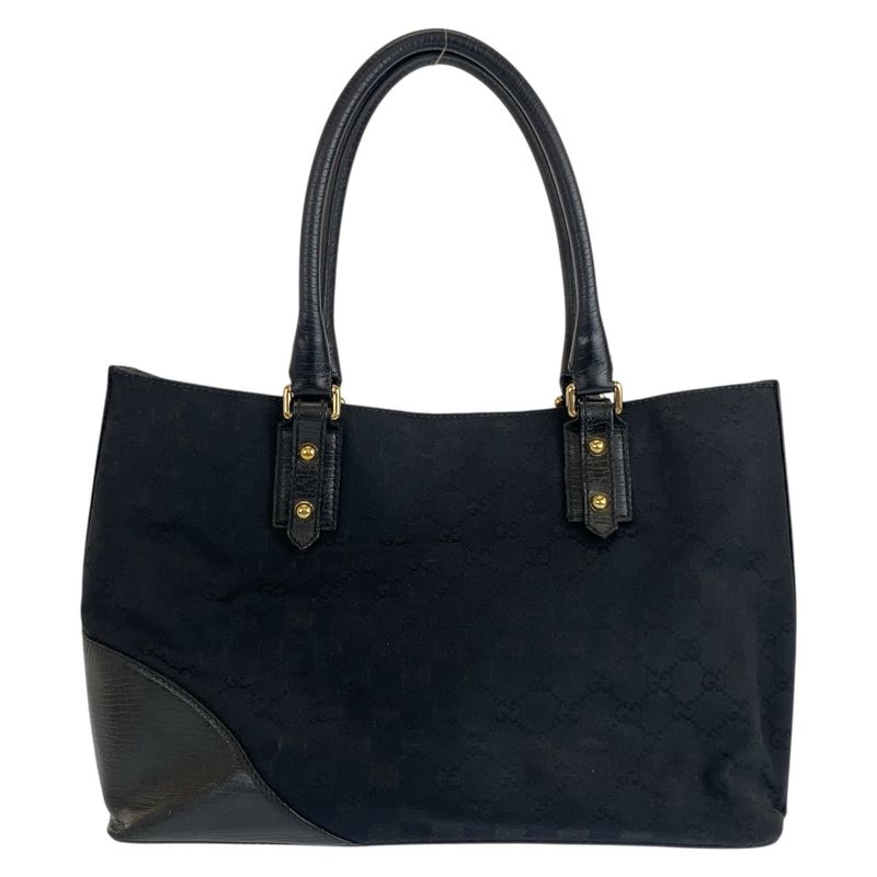 Gucci Shirley Line Horsebit Black GG Canvas/leather 137385 Tote Bag Shoulder