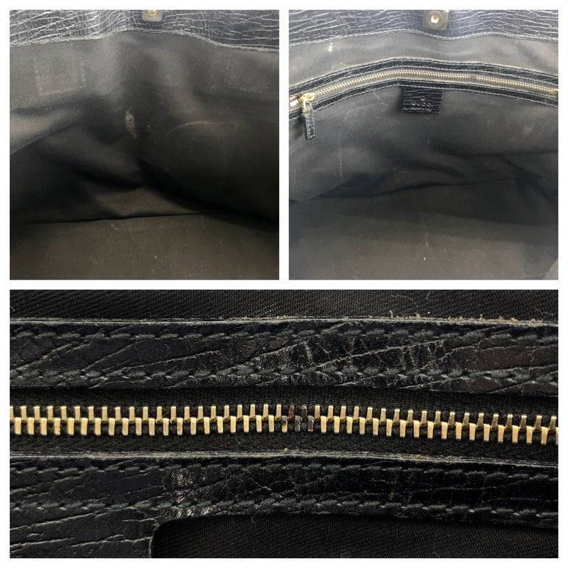 Gucci Shirley Line Horsebit Black GG Canvas/leather 137385 Tote Bag Shoulder