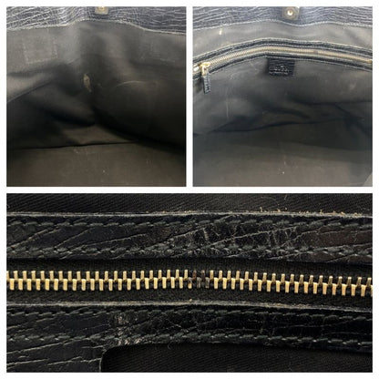 Gucci Shirley Line Horsebit Black GG Canvas/leather 137385 Tote Bag Shoulder