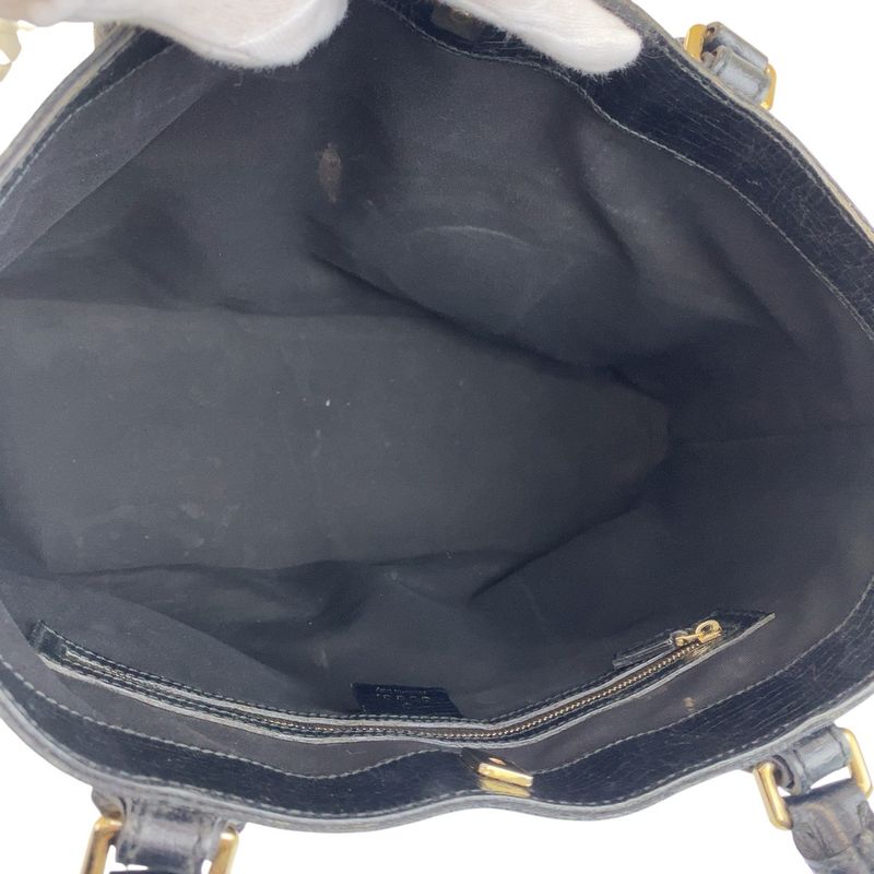 Gucci Shirley Line Horsebit Black GG Canvas/leather 137385 Tote Bag Shoulder