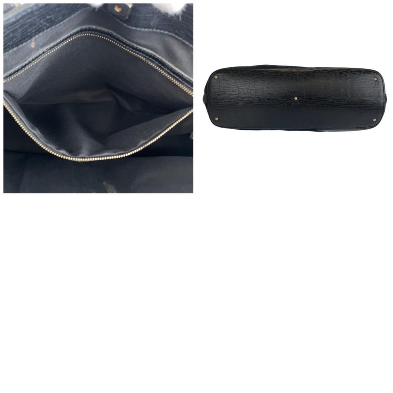 Gucci Shirley Line Horsebit Black GG Canvas/leather 137385 Tote Bag Shoulder