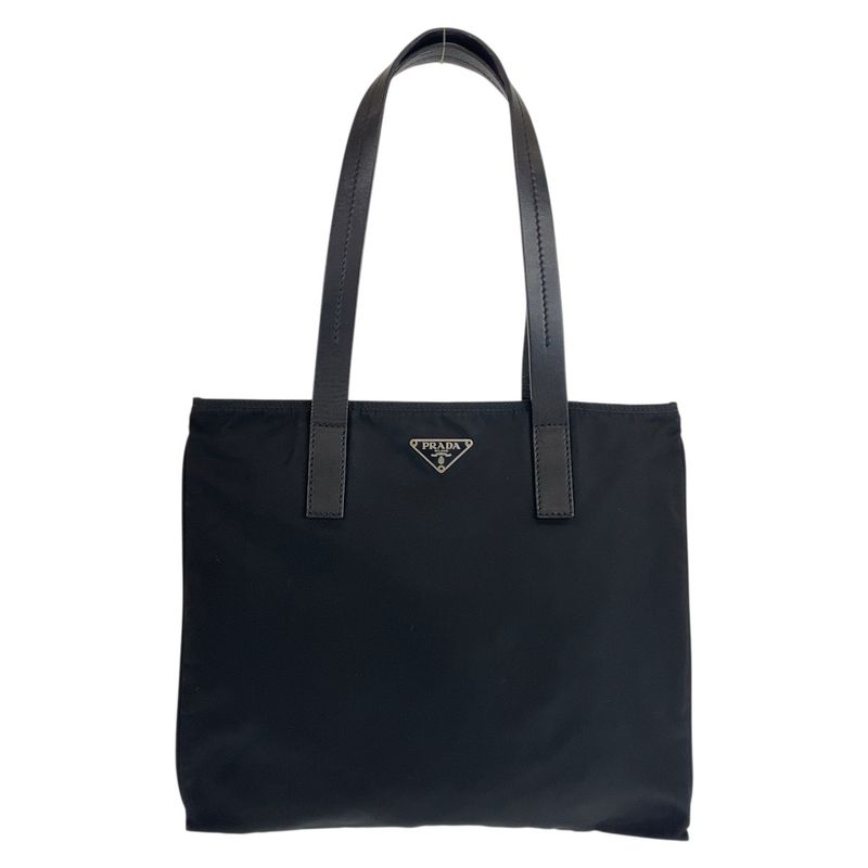 Prada Tessuto Triangle Logo Plate Black Nylon/leather Tote Bag Shoulder Bag