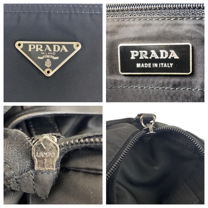 Prada Tessuto Triangle Logo Plate Black Nylon/leather Tote Bag Shoulder Bag