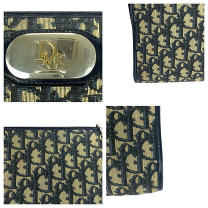 DIOR Vintage Trotter Navy Gold Hardware Canvas/leather Shoulder Bag Women 505915