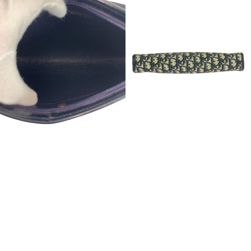 DIOR Vintage Trotter Navy Gold Hardware Canvas/leather Shoulder Bag Women 505915