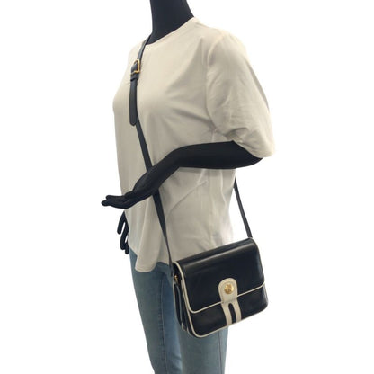 Celine Vintage Navy White Gold Hardware Leather M08 Shoulder Bag Pochette Women