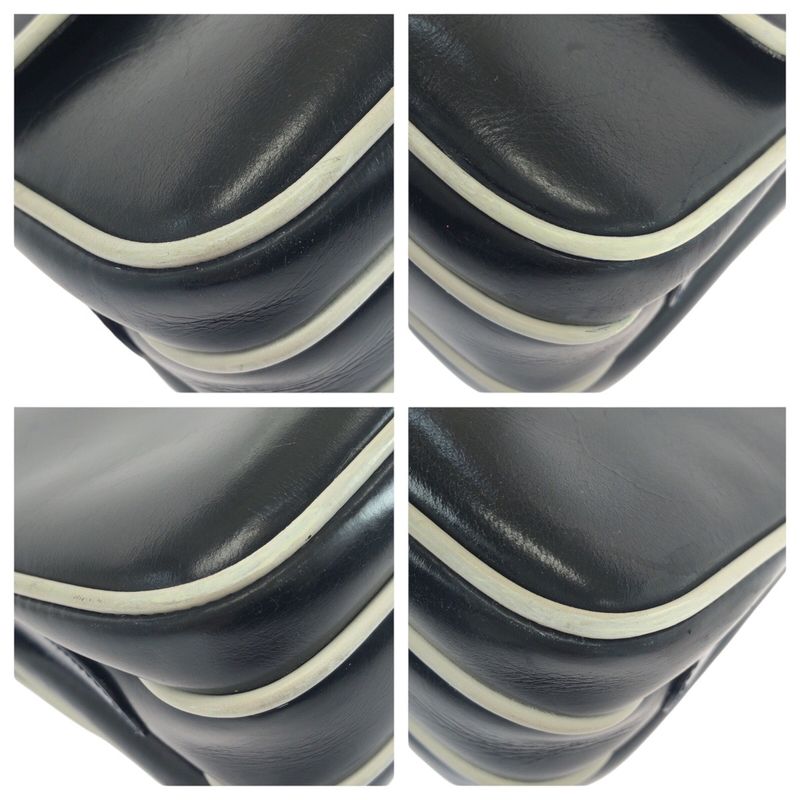 Celine Vintage Navy White Gold Hardware Leather M08 Shoulder Bag Pochette Women