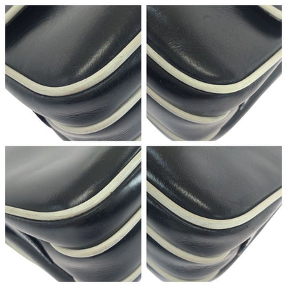 Celine Vintage Navy White Gold Hardware Leather M08 Shoulder Bag Pochette Women