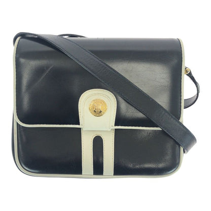 Celine Vintage Navy White Gold Hardware Leather M08 Shoulder Bag Pochette Women