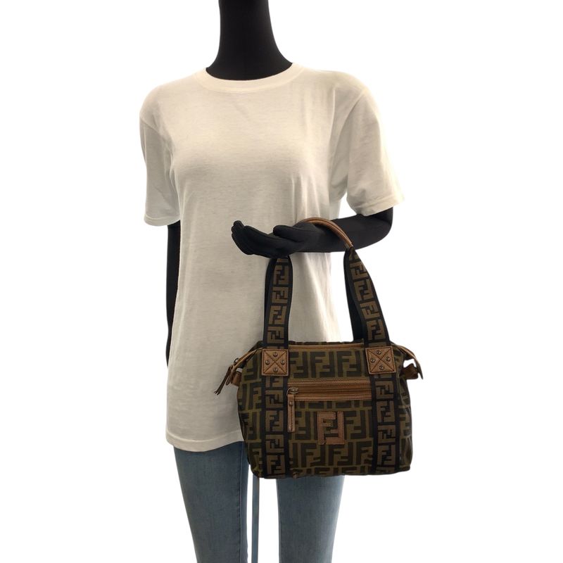 Fendi Vintage Zucca Brown Gold Hardware Canvas Handbag Shoulder Bag Women 506076
