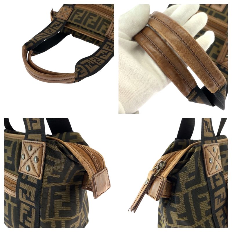 Fendi Vintage Zucca Brown Gold Hardware Canvas Handbag Shoulder Bag Women 506076