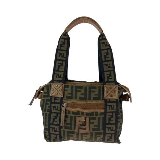 Fendi Vintage Zucca Brown Gold Hardware Canvas Handbag Shoulder Bag Women 506076