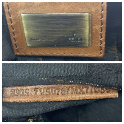 Fendi Vintage Zucca Brown Gold Hardware Canvas Handbag Shoulder Bag Women 506076