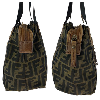 Fendi Vintage Zucca Brown Gold Hardware Canvas Handbag Shoulder Bag Women 506076