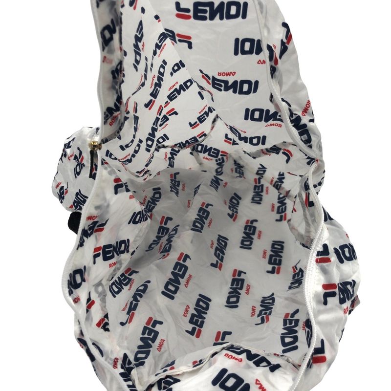 Fendi FILA Collaboration With Pouch White Nylon Folding Backpack Sac Eco Bag