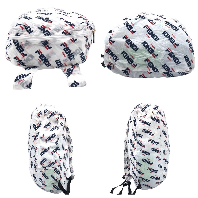 Fendi FILA Collaboration With Pouch White Nylon Folding Backpack Sac Eco Bag