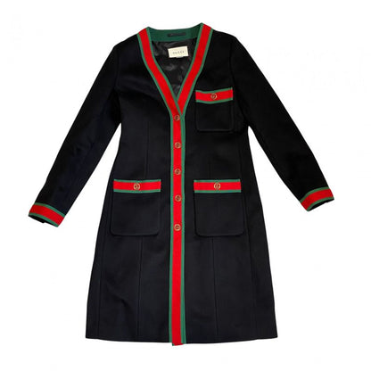 Gucci Women's Web Strap Coat 40 Sherry Line