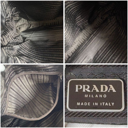 Prada Triangle Logo One Shoulder Bag Hobo Soho Tessuto Nylon Nappaleather Dark