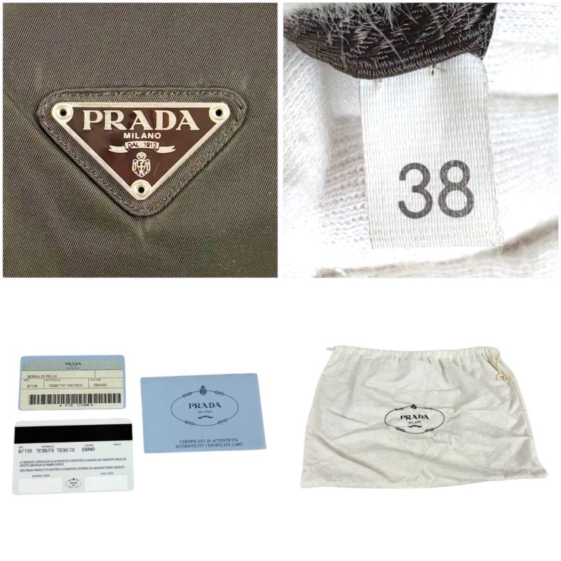 Prada Triangle Logo One Shoulder Bag Hobo Soho Tessuto Nylon Nappaleather Dark