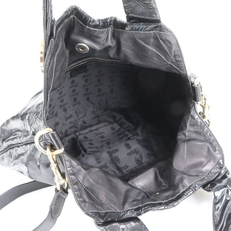 Gucci Hysteria Leather 2WAY Shoulder Bag Shoulder Tote 197016 Black Gold