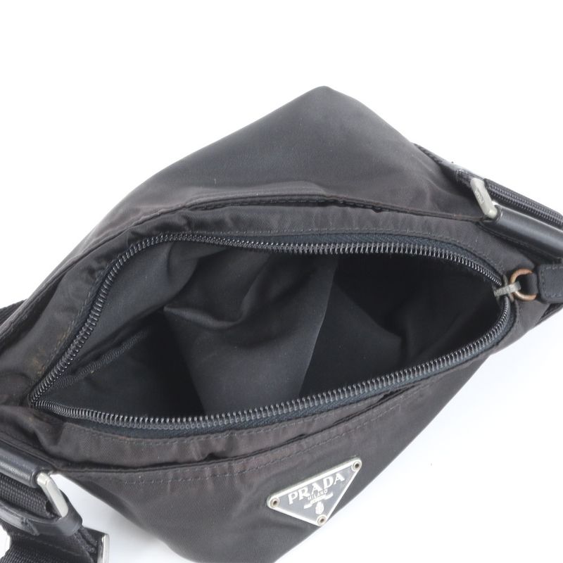 Prada Tessuto Nylon Triangle Logo Leather Shoulder Bag Shoulder One Shoulder