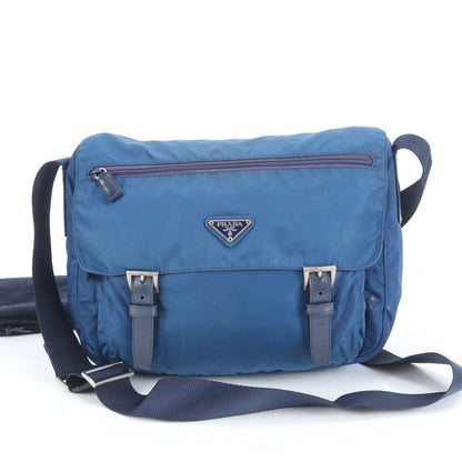 Prada Tessuto Nylon Triangle Logo Leather Shoulder Bag Crossbody Messenger