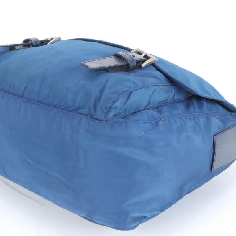 Prada Tessuto Nylon Triangle Logo Leather Shoulder Bag Crossbody Messenger