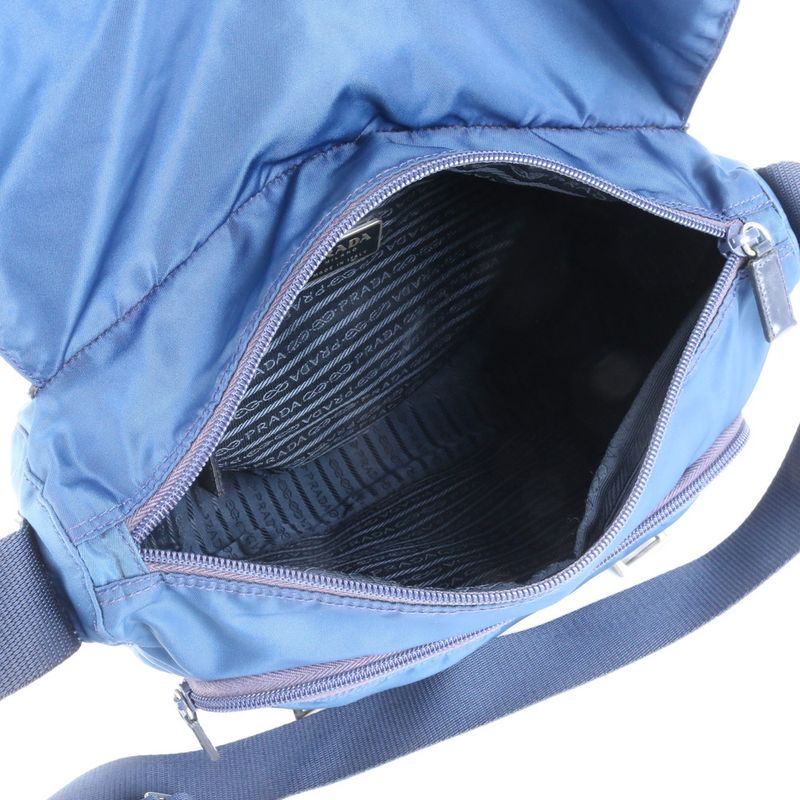 Prada Tessuto Nylon Triangle Logo Leather Shoulder Bag Crossbody Messenger