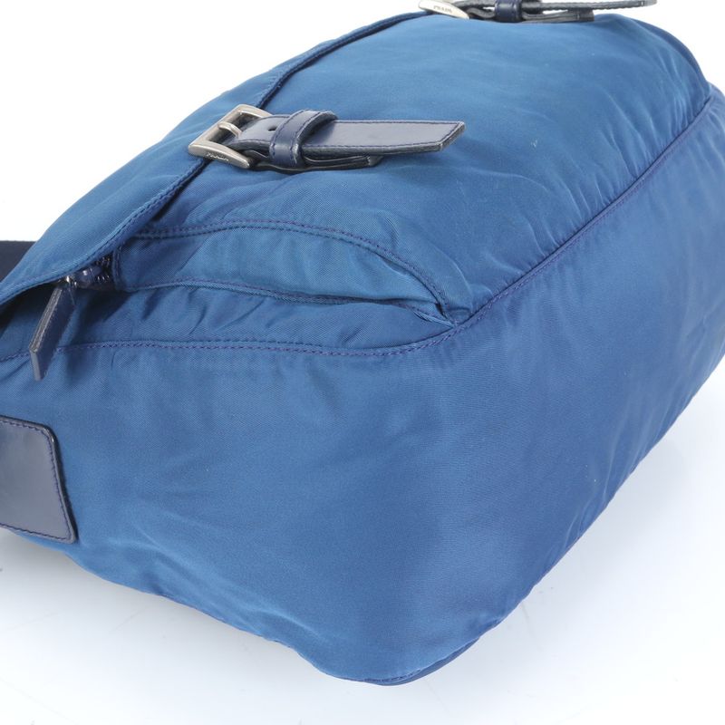 Prada Tessuto Nylon Triangle Logo Leather Shoulder Bag Crossbody Messenger