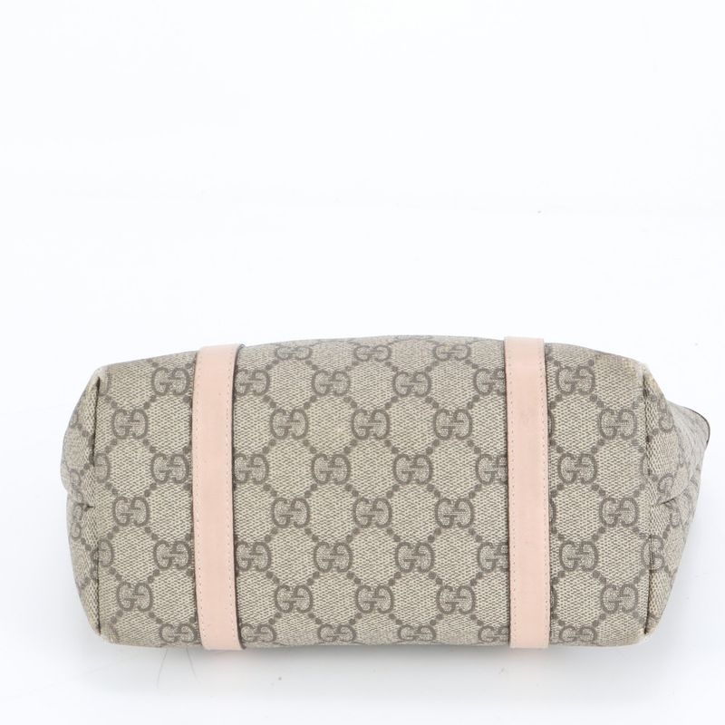 Gucci GG Supreme Leather Handbag Tote 297557 Beige Brand Pink Silver Hardware