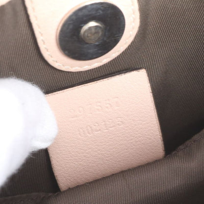 Gucci GG Supreme Leather Handbag Tote 297557 Beige Brand Pink Silver Hardware