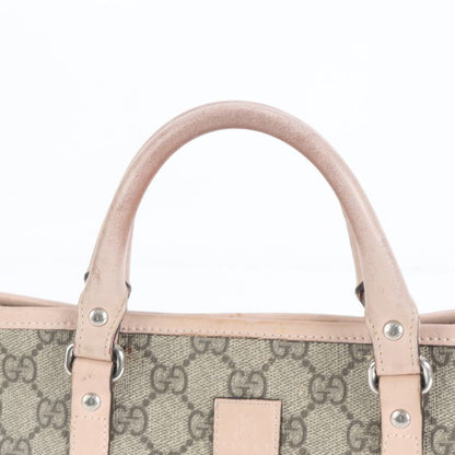 Gucci GG Supreme Leather Handbag Tote 297557 Beige Brand Pink Silver Hardware