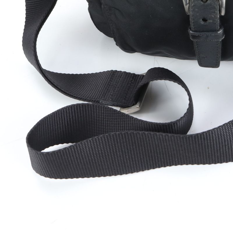 Prada Tessuto Nylon Triangle Logo Leather Shoulder Bag Crossbody Messenger