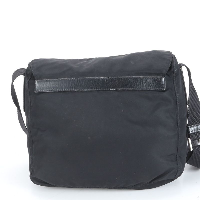 Prada Tessuto Nylon Triangle Logo Leather Shoulder Bag Crossbody Messenger