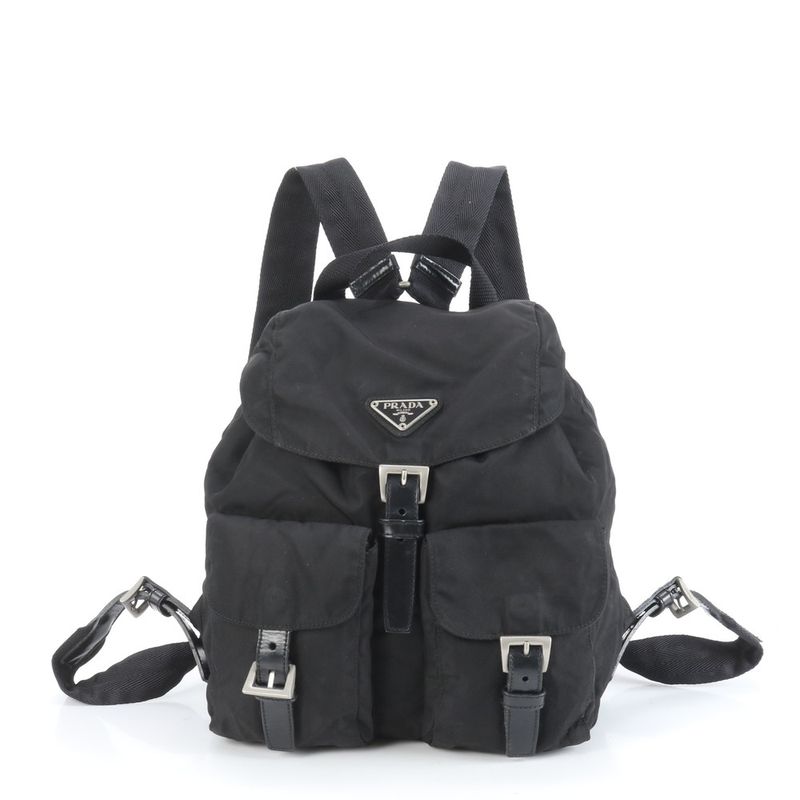 Prada Tessuto Nylon Triangle Logo Backpack Sac Backpack Black Women EEE Da13-9