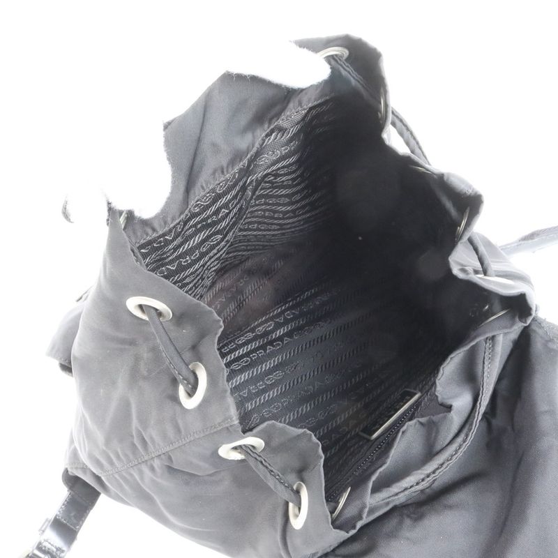 Prada Tessuto Nylon Triangle Logo Backpack Sac Backpack Black Women EEE Da13-9