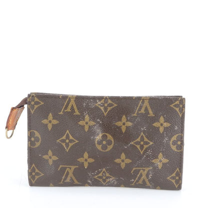 Louis Vuitton Monogram Leather Bucket Pouch Makeup Accessories Small Bag Brown
