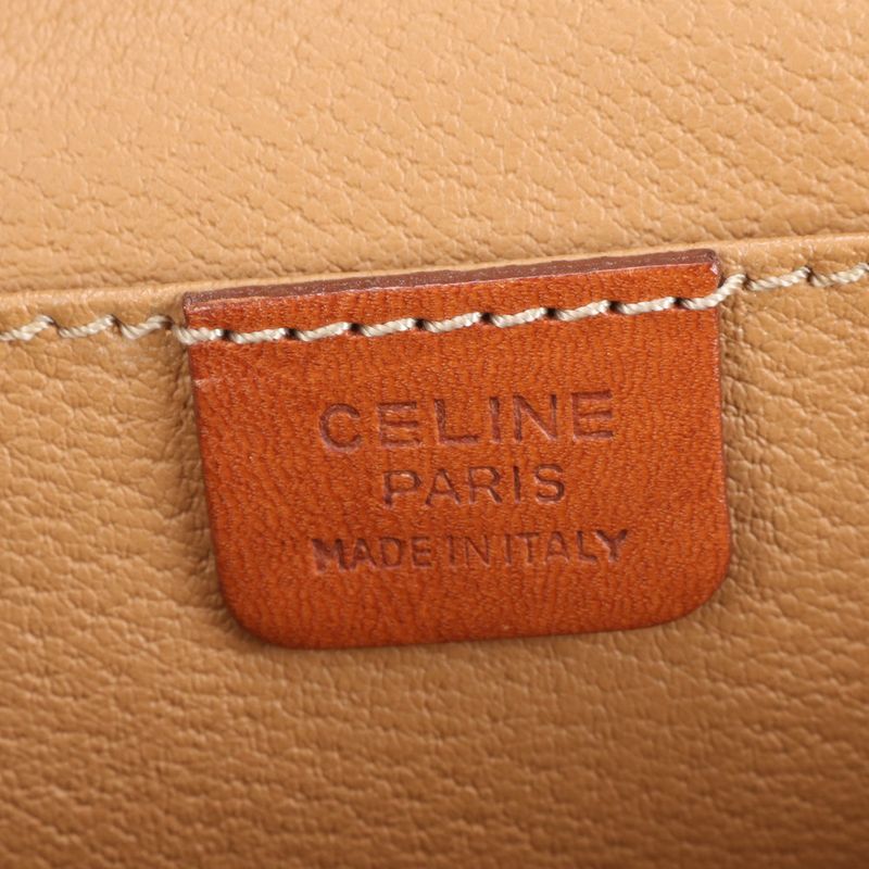 Vintage Celine Macadam Leather 2WAY Vanity Bag Crossbody Shoulder Crossbody