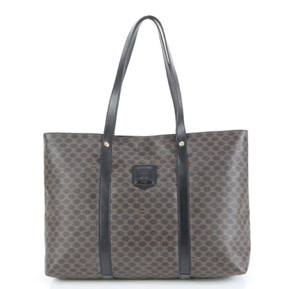 Celine Macadam Triomphe Leather Tote Bag Shoulder Black Business Commute