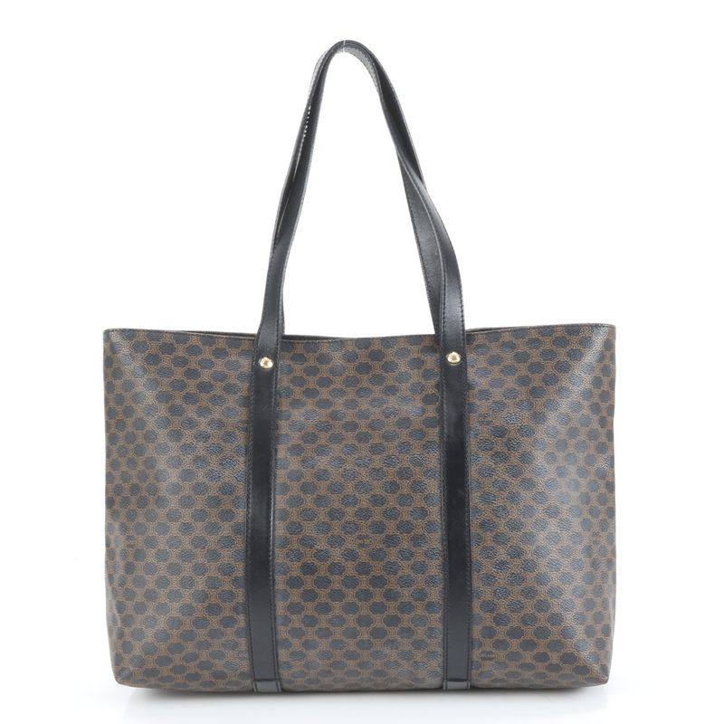 Celine Macadam Triomphe Leather Tote Bag Shoulder Black Business Commute