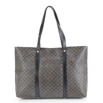 Celine Macadam Triomphe Leather Tote Bag Shoulder Black Business Commute