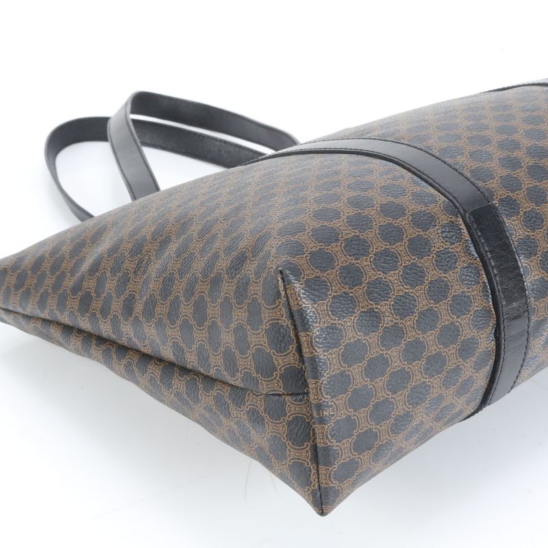 Celine Macadam Triomphe Leather Tote Bag Shoulder Black Business Commute