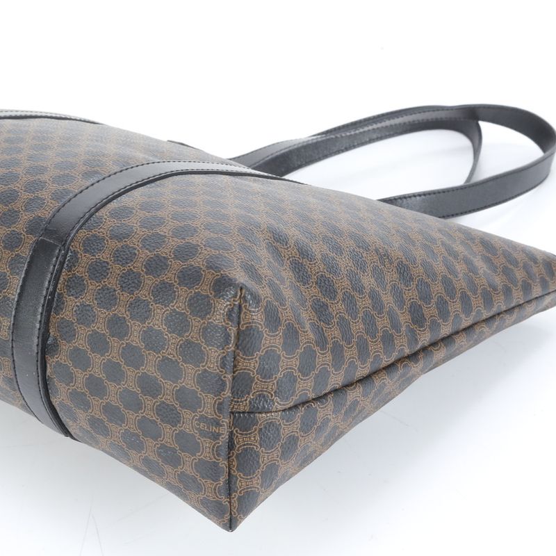 Celine Macadam Triomphe Leather Tote Bag Shoulder Black Business Commute