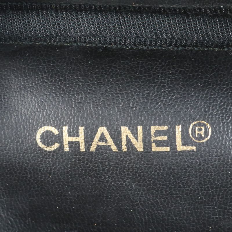 Chanel Coco Mark Vanity Bag Patent Leather Hand Tote Black Genuine Leather