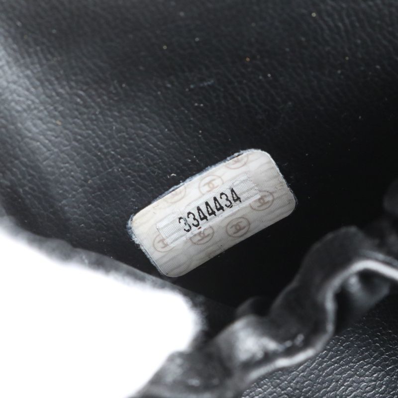 Chanel Coco Mark Vanity Bag Patent Leather Hand Tote Black Genuine Leather