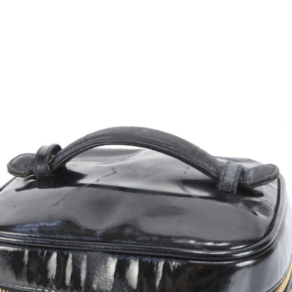 Chanel Coco Mark Vanity Bag Patent Leather Hand Tote Black Genuine Leather