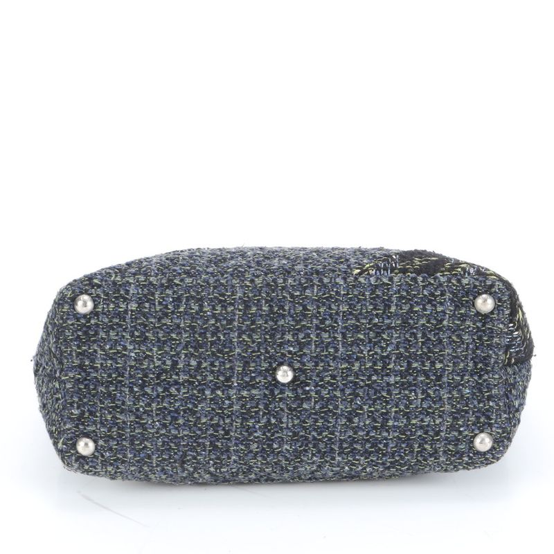 Chanel With Serial Seal Cambon Tweed Leather Tote Bag Shoulder Black A4 Ladies