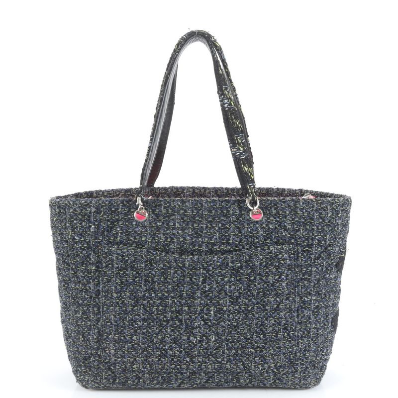 Chanel With Serial Seal Cambon Tweed Leather Tote Bag Shoulder Black A4 Ladies