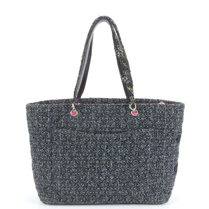 Chanel With Serial Seal Cambon Tweed Leather Tote Bag Shoulder Black A4 Ladies