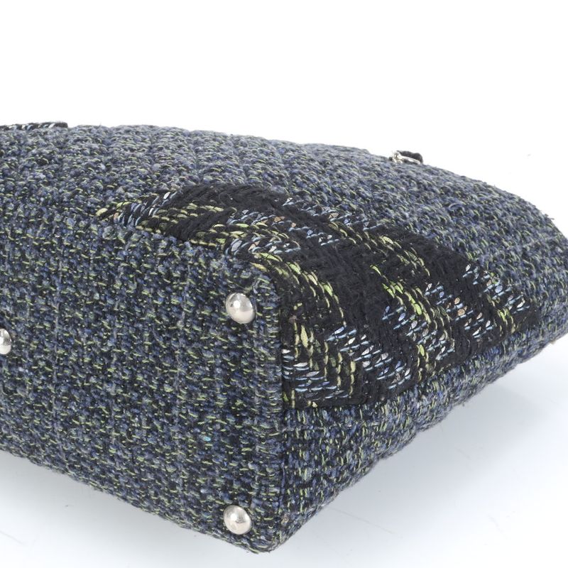 Chanel With Serial Seal Cambon Tweed Leather Tote Bag Shoulder Black A4 Ladies